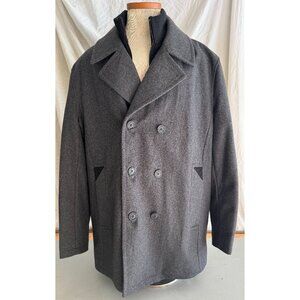 Never Worn! Men's Grey Double Breasted Wool Blend Peacoat